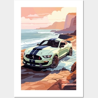 Modern American GT 500 Muscle Car Green Poster Posters and Art